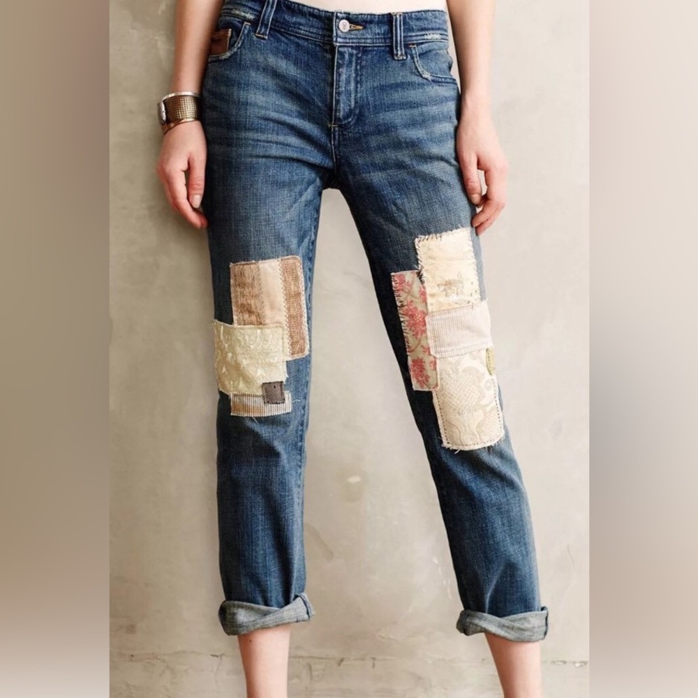 Pilcro And The Letterpress Hyphen Embellished Patchwork Jeans 25P